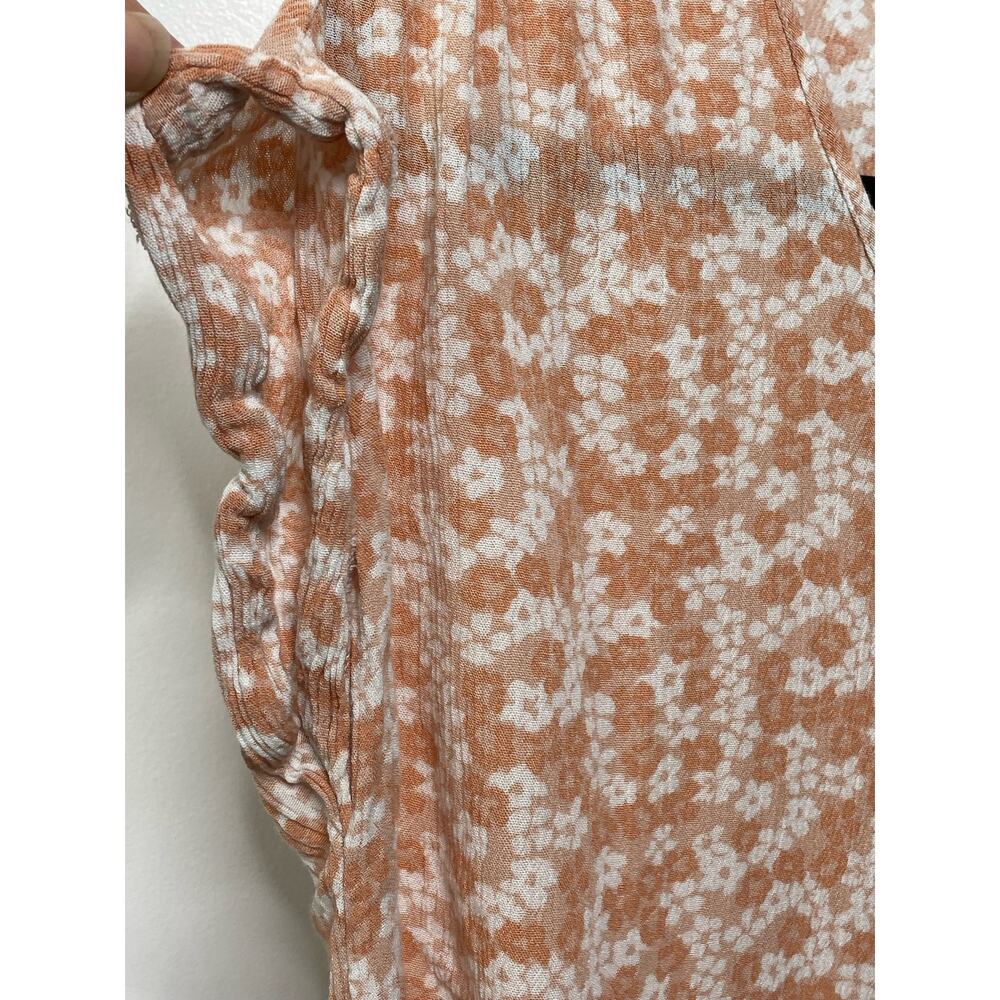 Olive And Oak Curved Short Sleeve Ditsy Floral Printed Top Brown Womens Size S - Picture 3 of 8